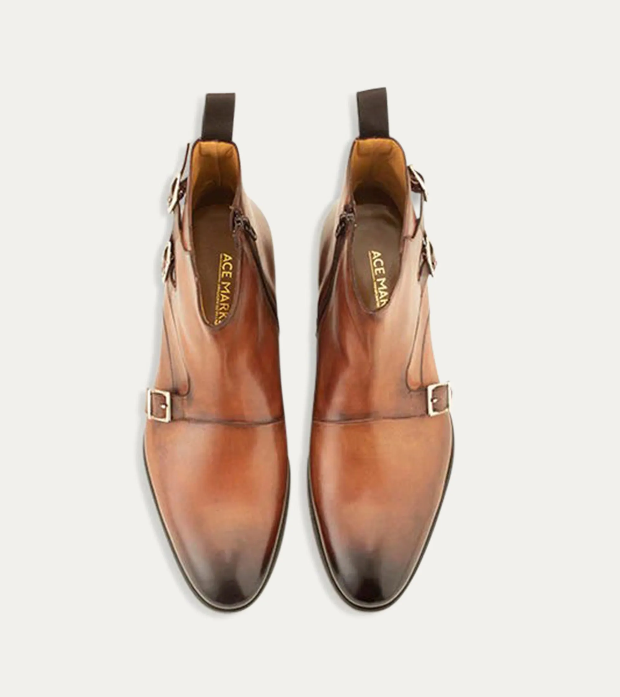 Tristan Triple Monkstrap Boot in Cognac Nicol sold by Ace Marks product image thumbnail 4