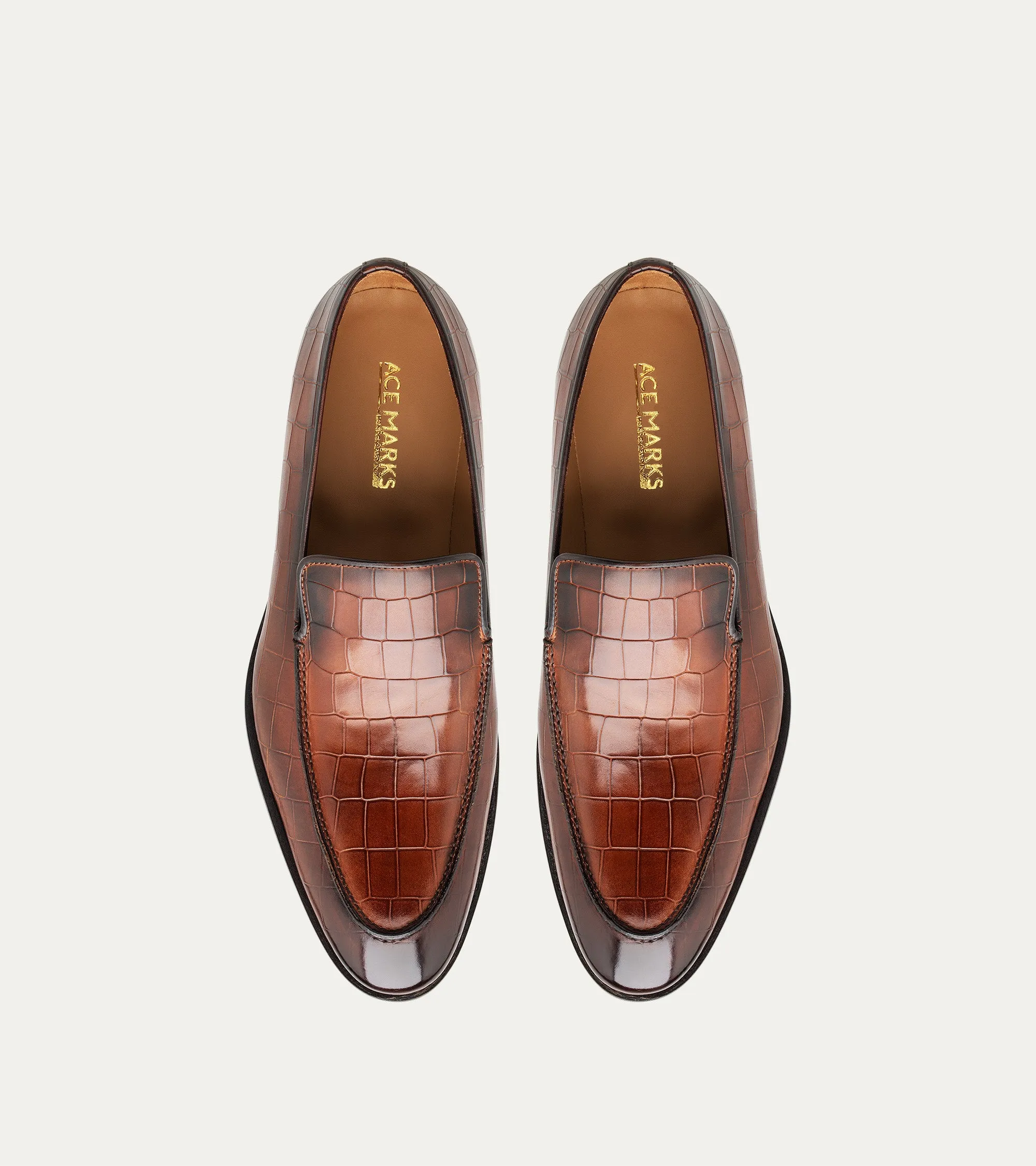 Enzo Stitch Toe Loafer in Brandy Nicol Croc sold by Ace Marks product image thumbnail 4