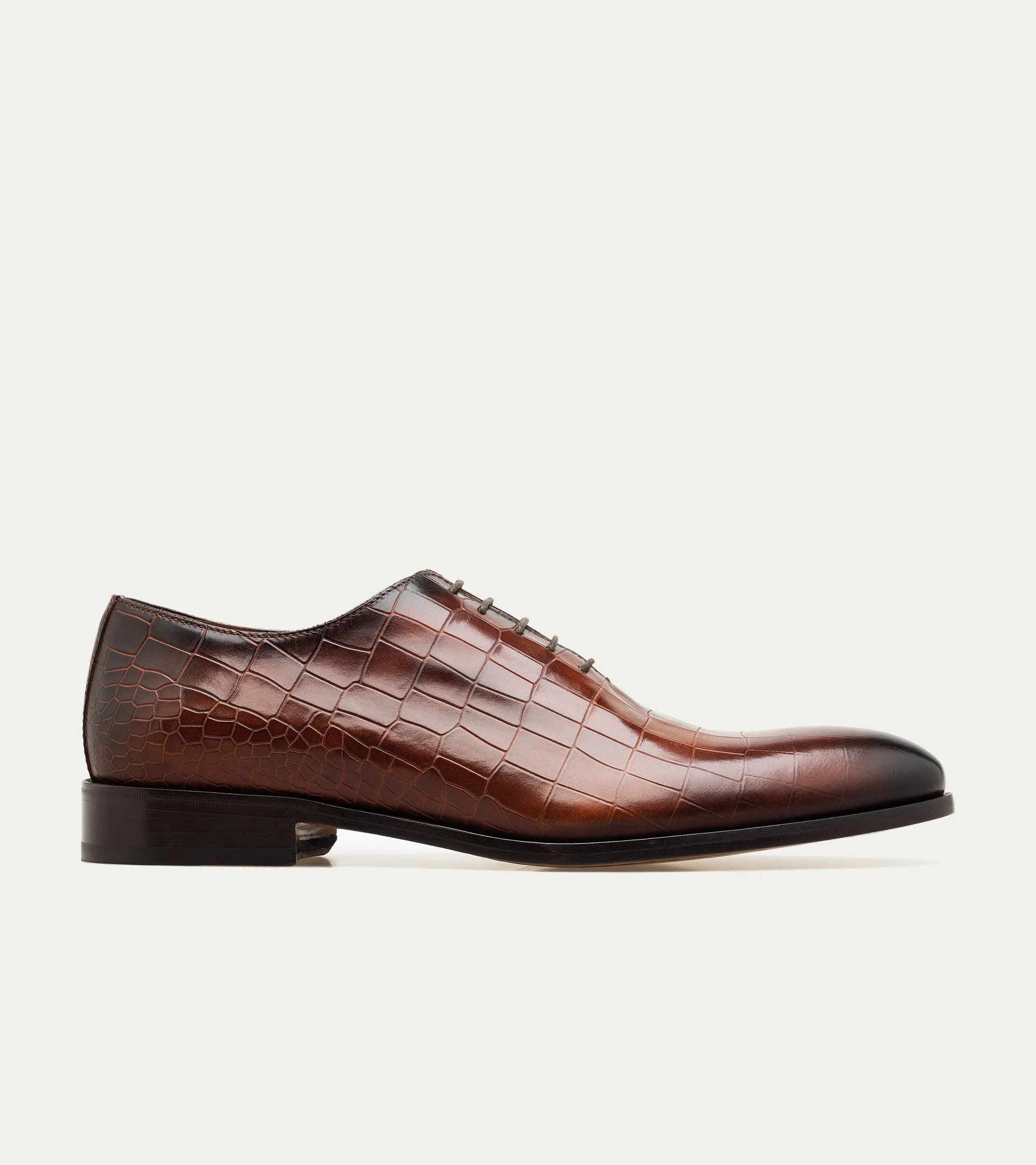 Wholecut Oxford Plain Toe Brandy Nicol Croc sold by Ace Marks