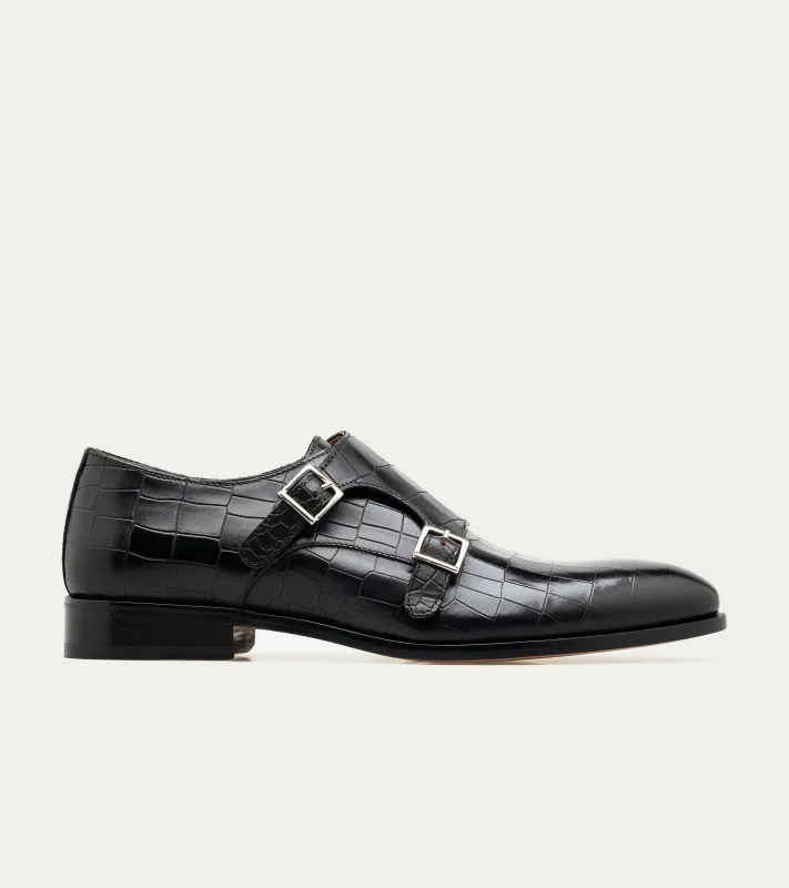 Monkstrap Black Croc sold by Ace Marks