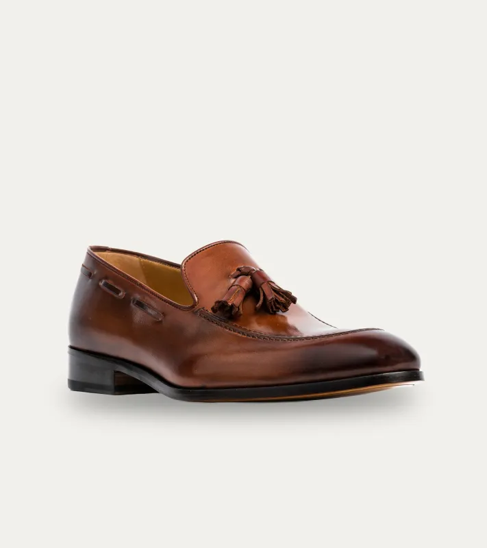Tassel Loafer Cognac Antique made by Ace Marks
