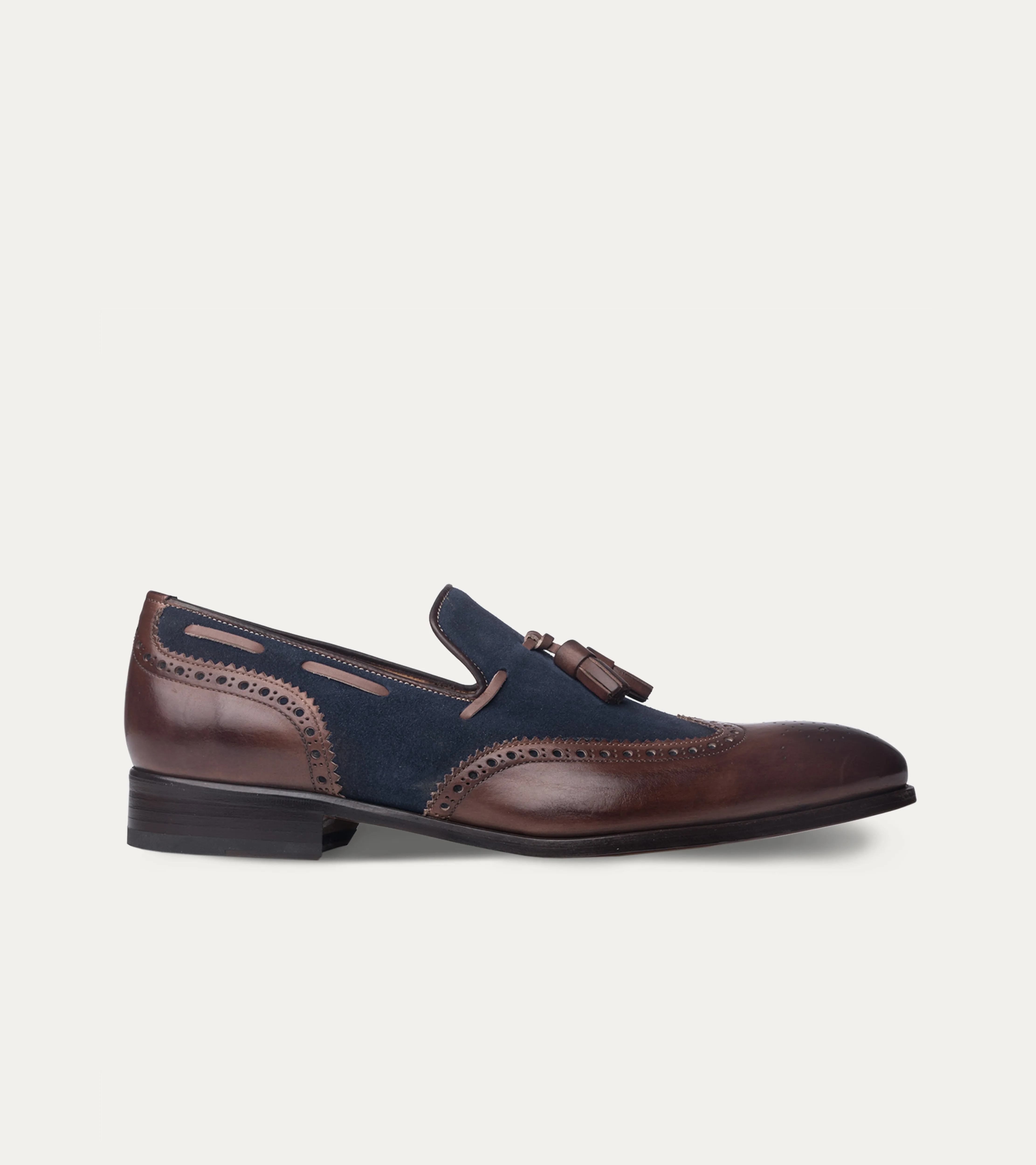 Kevin Wingtip Tassel Loafer Brown Antique & Blue Suede sold by Ace Marks product image thumbnail 2
