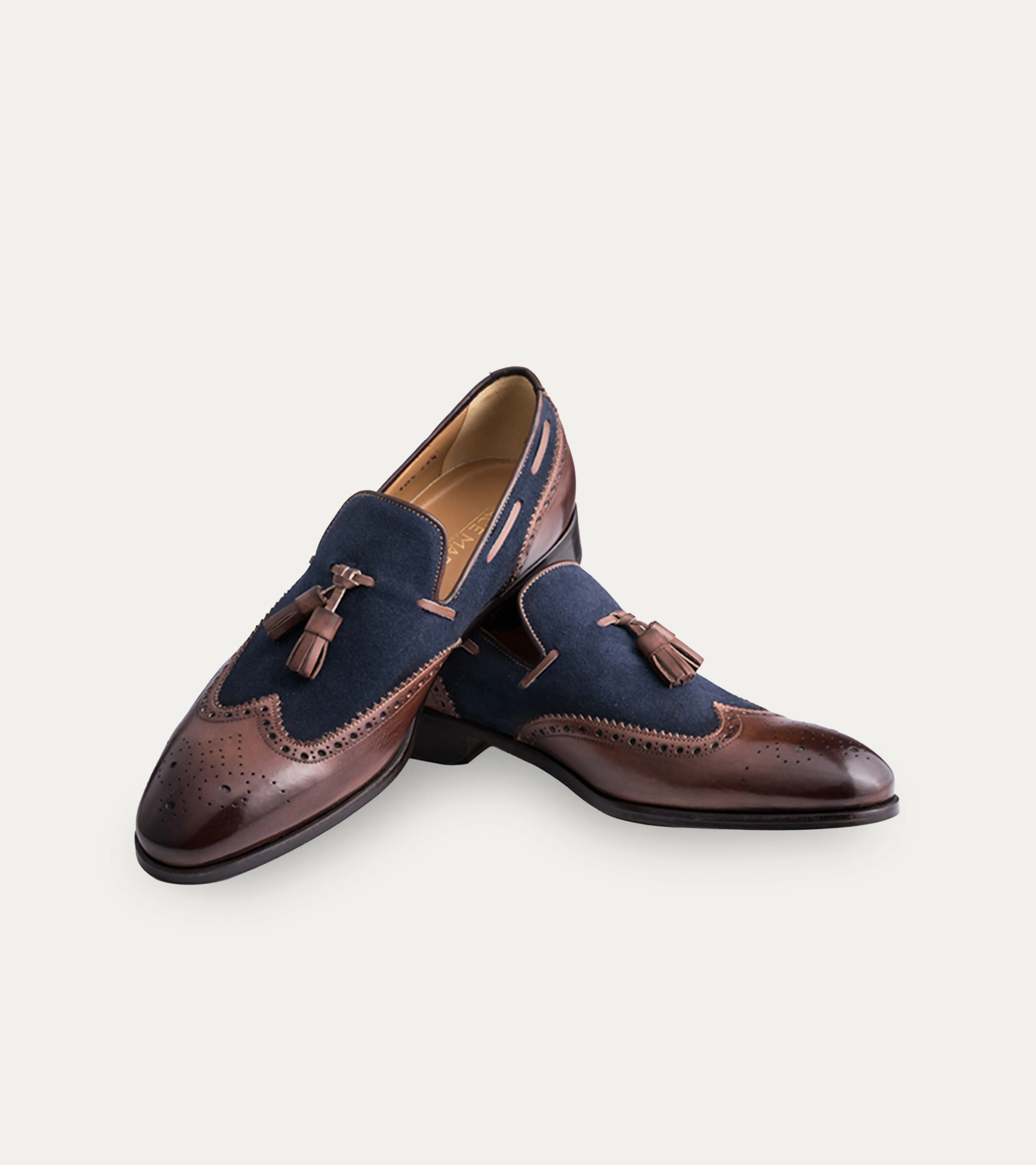 Kevin Wingtip Tassel Loafer Brown Antique & Blue Suede sold by Ace Marks product image thumbnail 4
