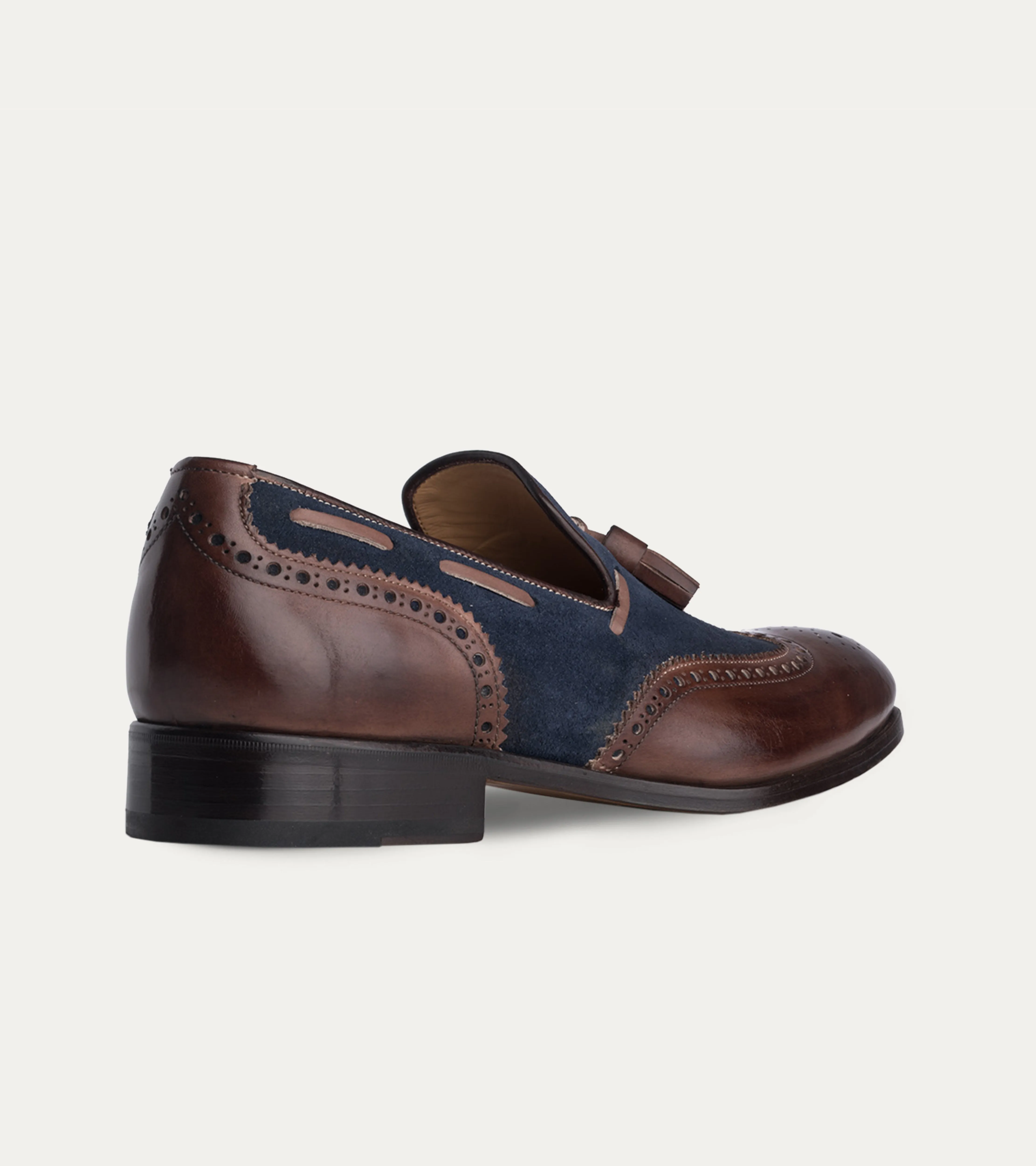 Kevin Wingtip Tassel Loafer Brown Antique & Blue Suede sold by Ace Marks product image thumbnail 3