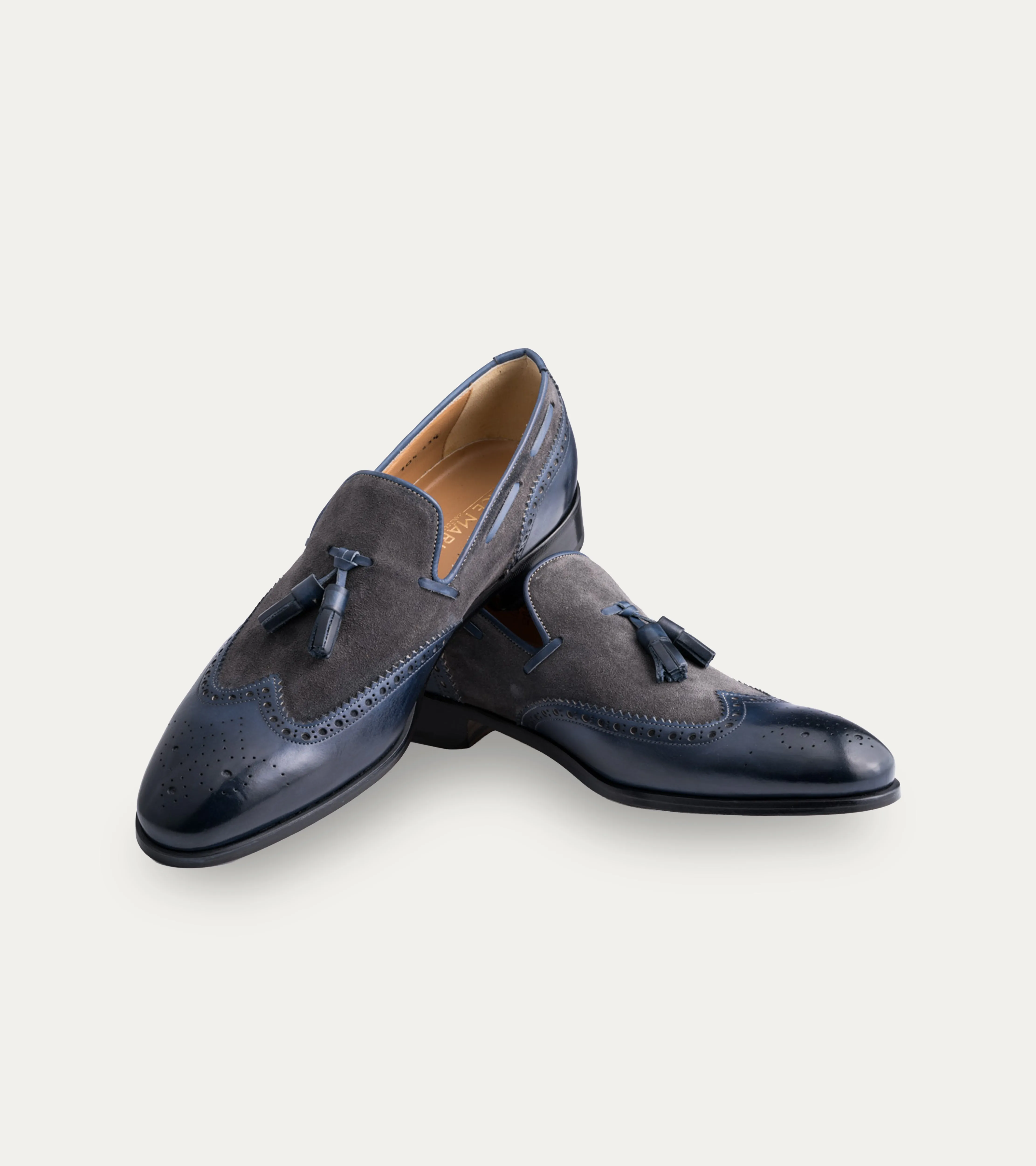 Kevin Wingtip Tassel Loafer Blue Antique & Grey Suede sold by Ace Marks product image thumbnail 4