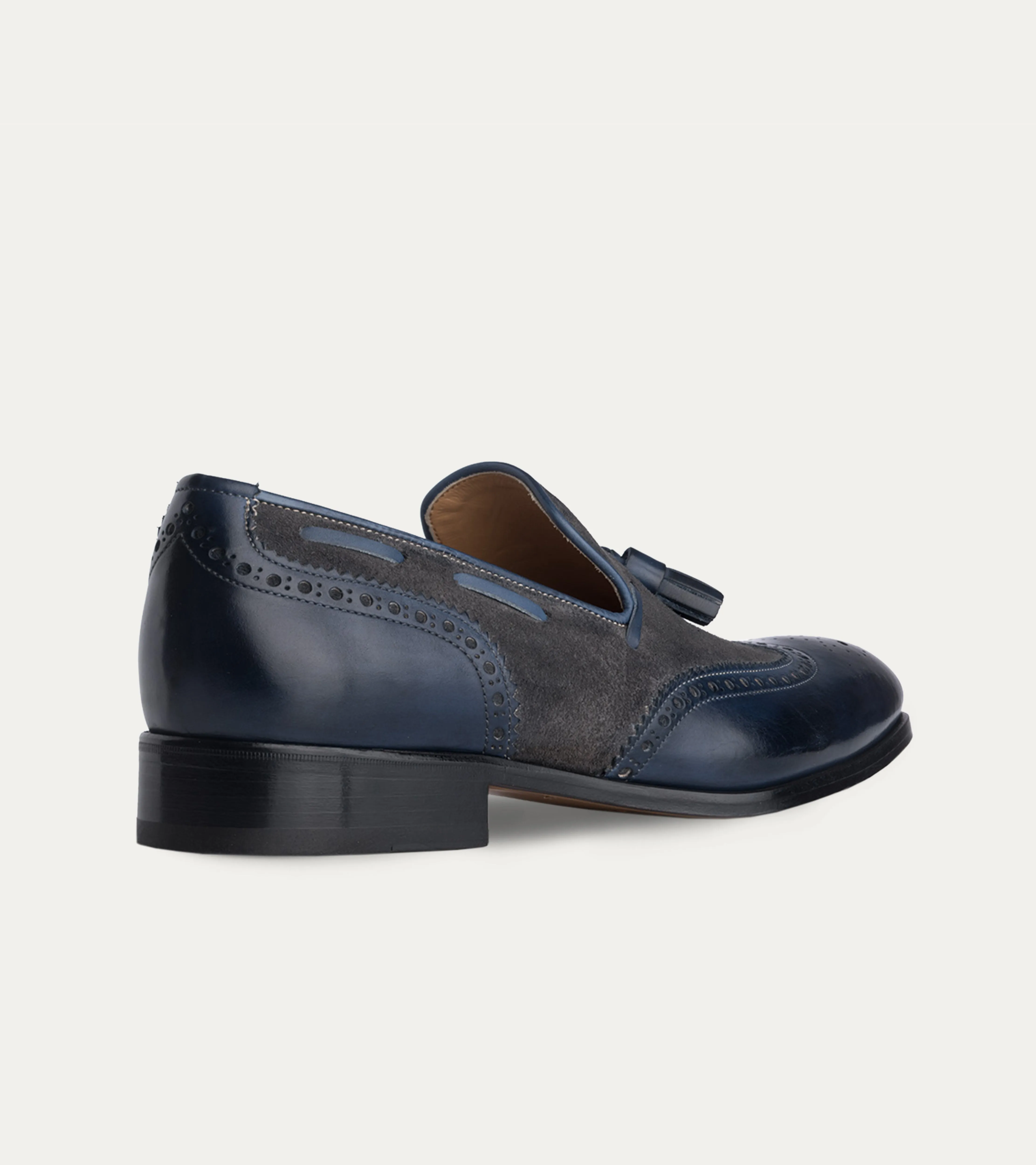 Kevin Wingtip Tassel Loafer Blue Antique & Grey Suede sold by Ace Marks product image thumbnail 3
