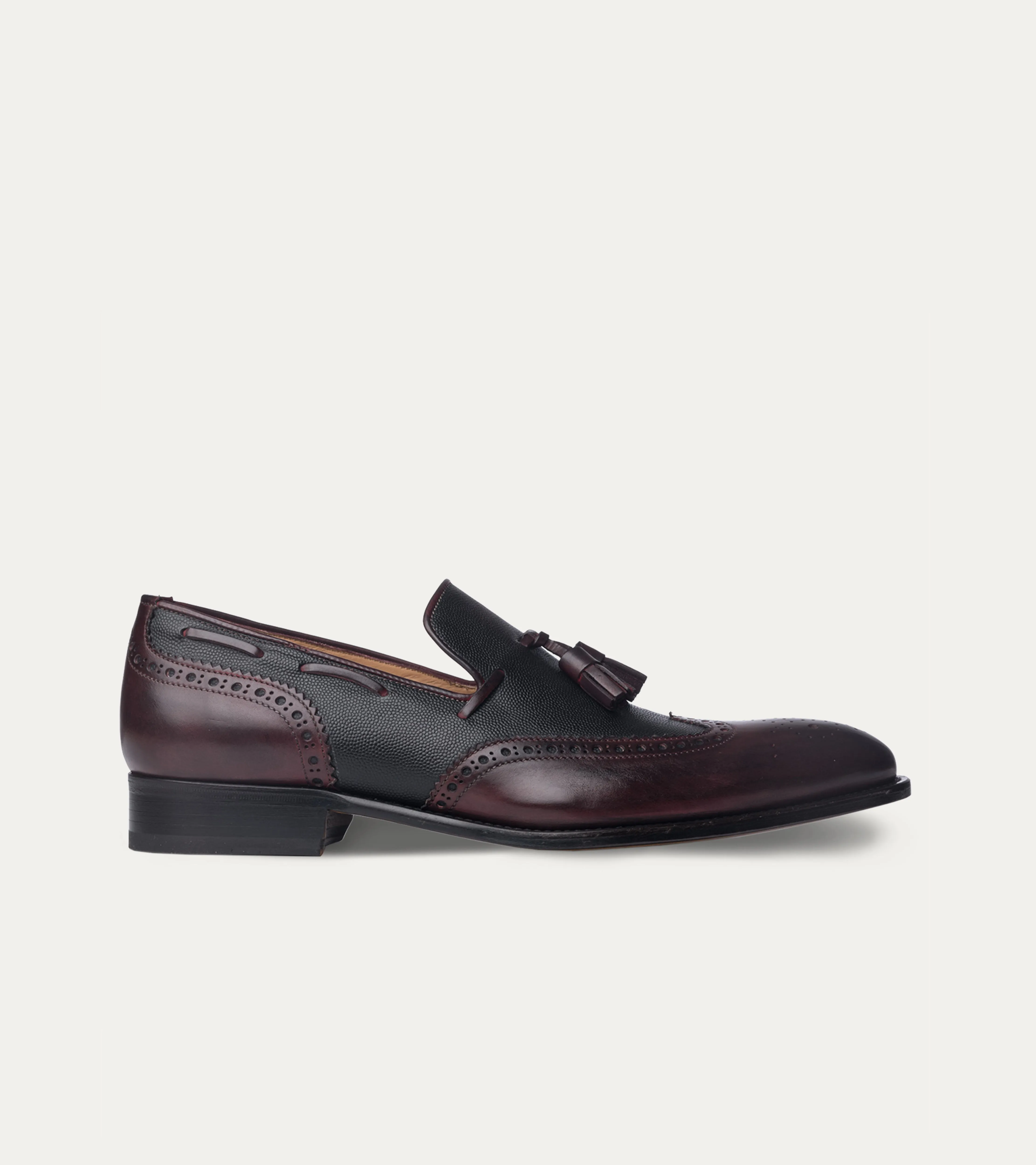 Wingtip Tassel Loafer Diablo Antique & Black Leather sold by Ace Marks product image thumbnail 2