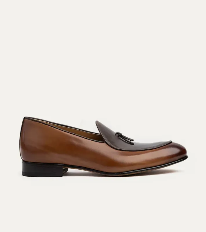 Giani Belgian Loafer in Cuoio Nicol & Dk. Brown made by Ace Marks