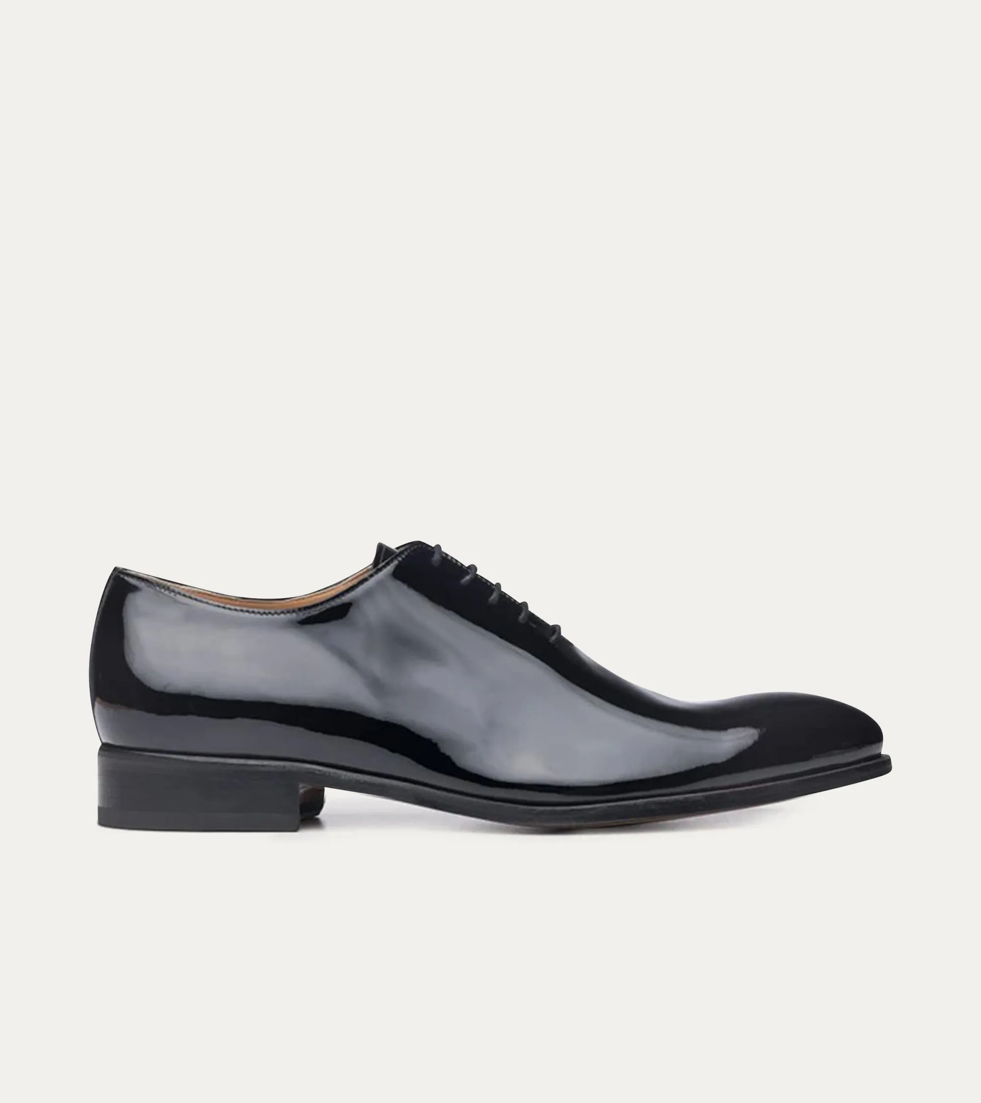 Wholecut Oxford Plain Toe Black Patent sold by Ace Marks