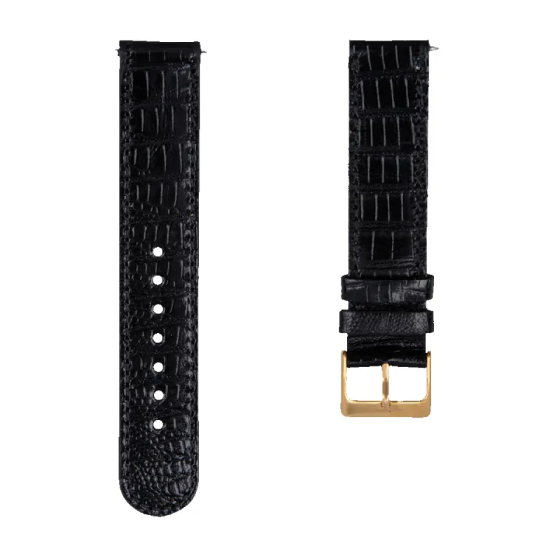 Wearable Watchstrap | Zwart snake | Goud | 18 mm | Curve or VIMPay account sold by AdornPay