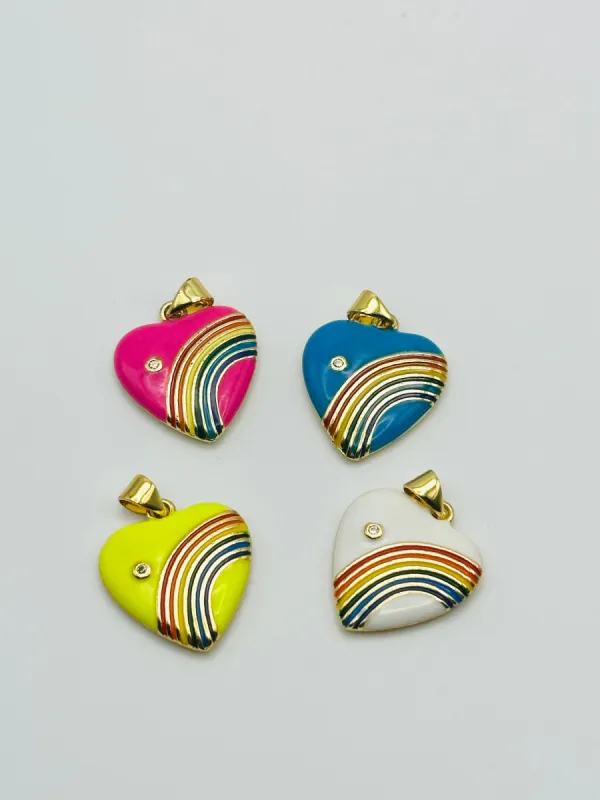 Rhinestone Rainbow Heart Charm sold by Adrianne Marie