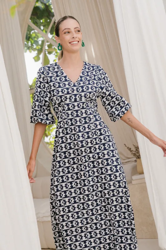 Farrah Midi Dress in Summer Vacay sold by Adrift