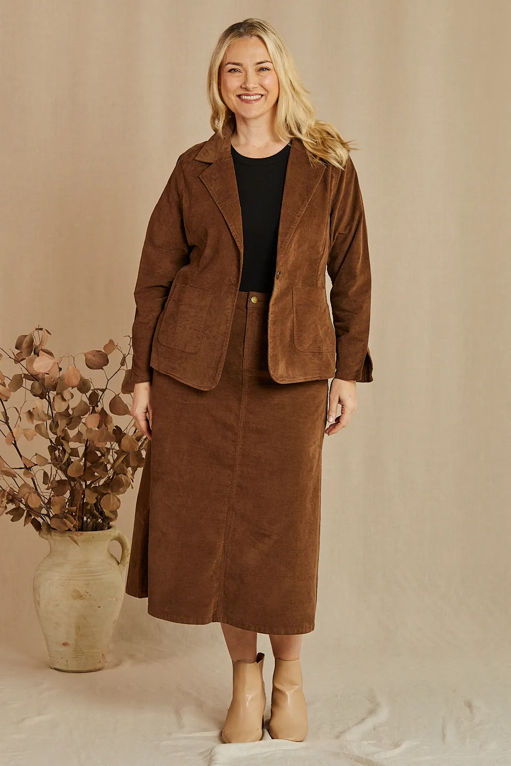 Adrift Relaxed Brushed Cotton Blazer in Chocolate sold by Adrift product image thumbnail 5