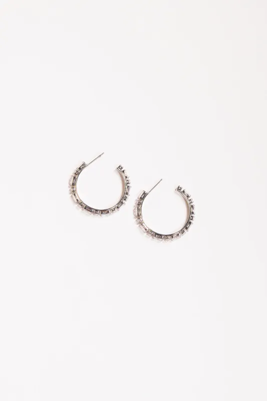 Baguette Hoops in Crystal sold by Adrift