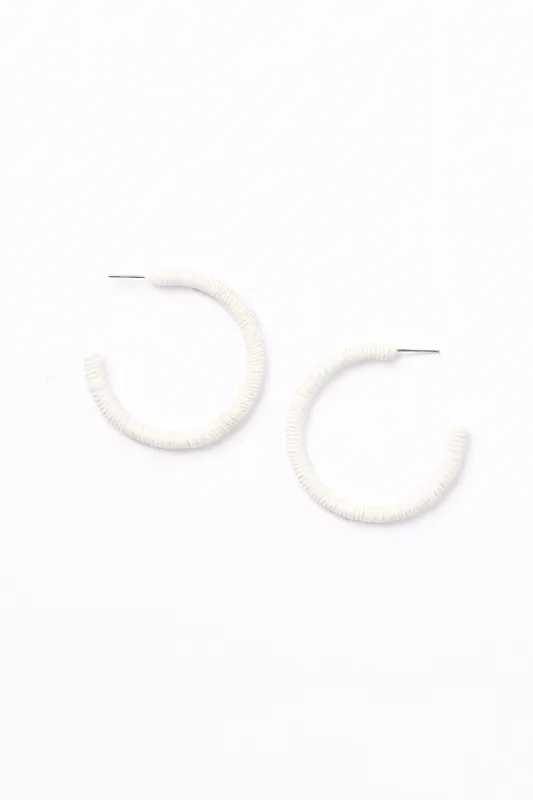 Thin Large Woven Hoops in White sold by Adrift