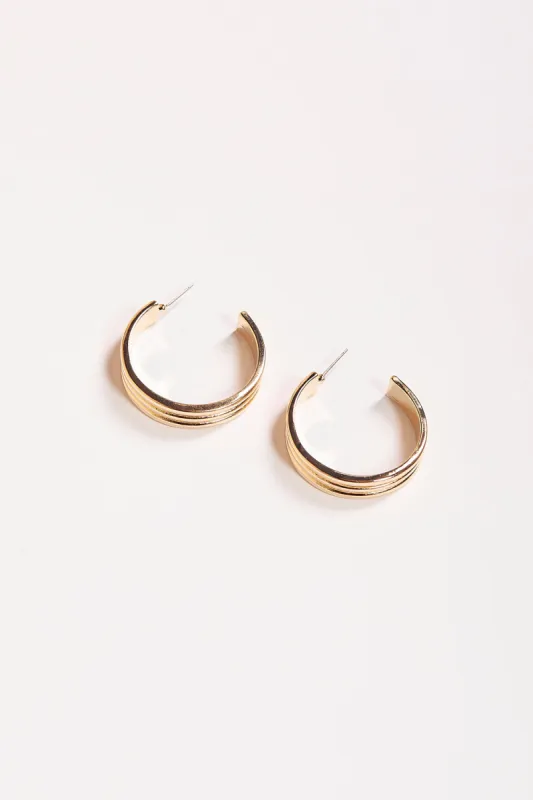 Ridged Event Hoops in Gold sold by Adrift