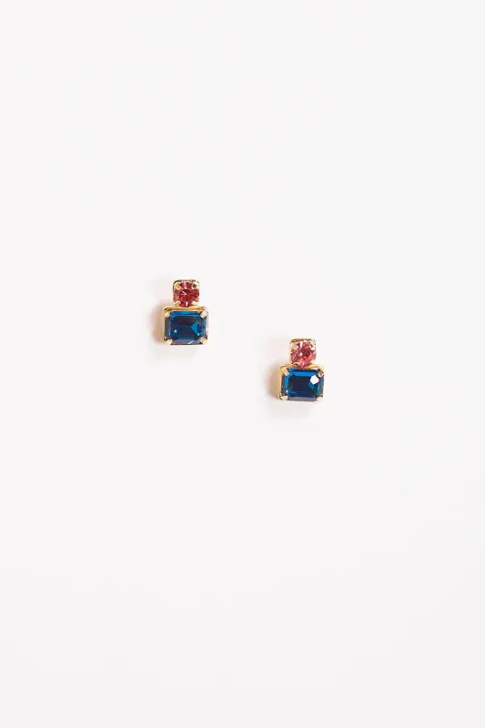 Rectangle Frame Earrings in Blue Zircon sold by Adrift