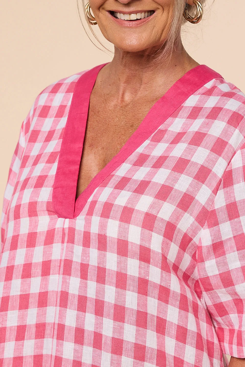 Kora A-Line Linen Dress in Treviso Pink sold by Adrift product image thumbnail 3