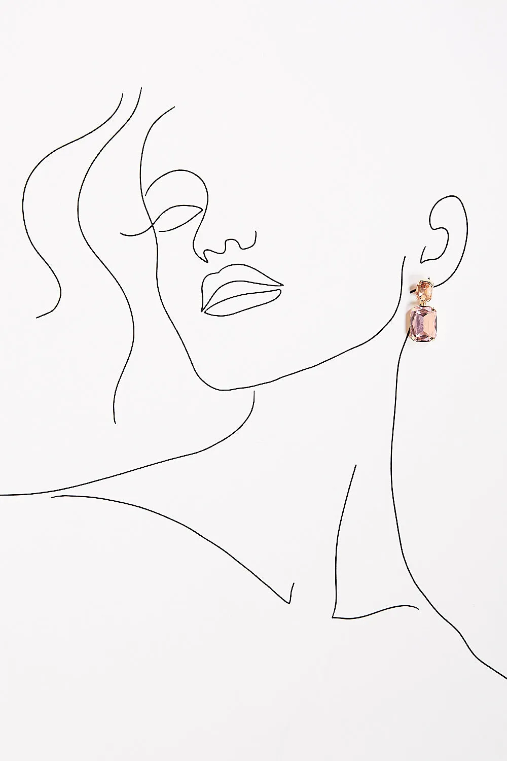 Rectangle Glass Stone Drop Earrings in Pink sold by Adrift product image thumbnail 2