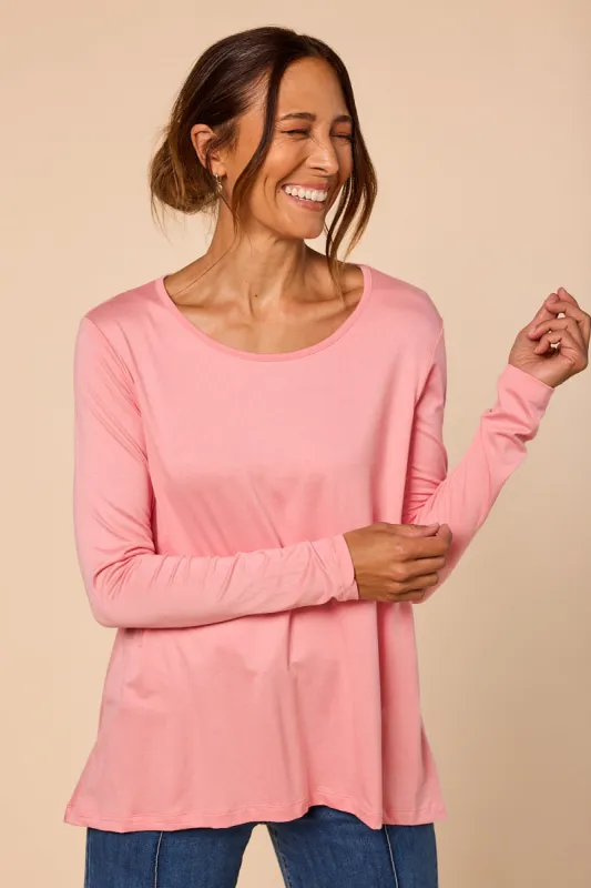 Long Sleeve Swing Tee in Coral Pink sold by Adrift