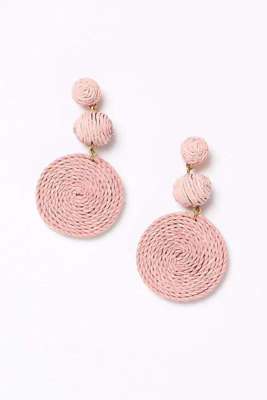Woven Triple Circle Drop Earrings in Light Pink sold by Adrift
