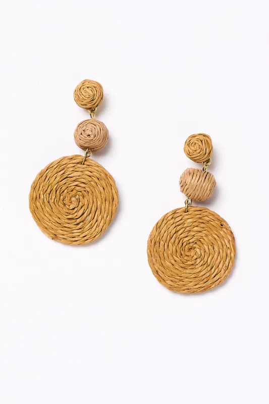 Woven Triple Circle Drop Earrings in Natural sold by Adrift
