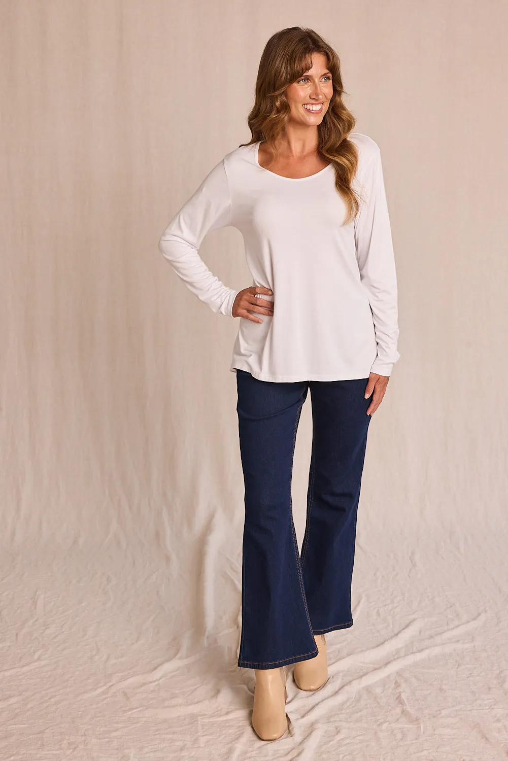 Long Sleeve Swing Tee in White sold by Adrift product image thumbnail 4