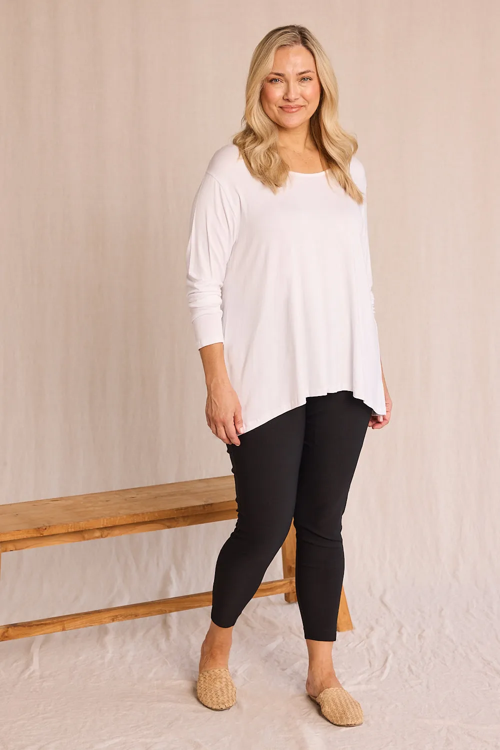 Long Sleeve Swing Tee in White sold by Adrift product image thumbnail 5