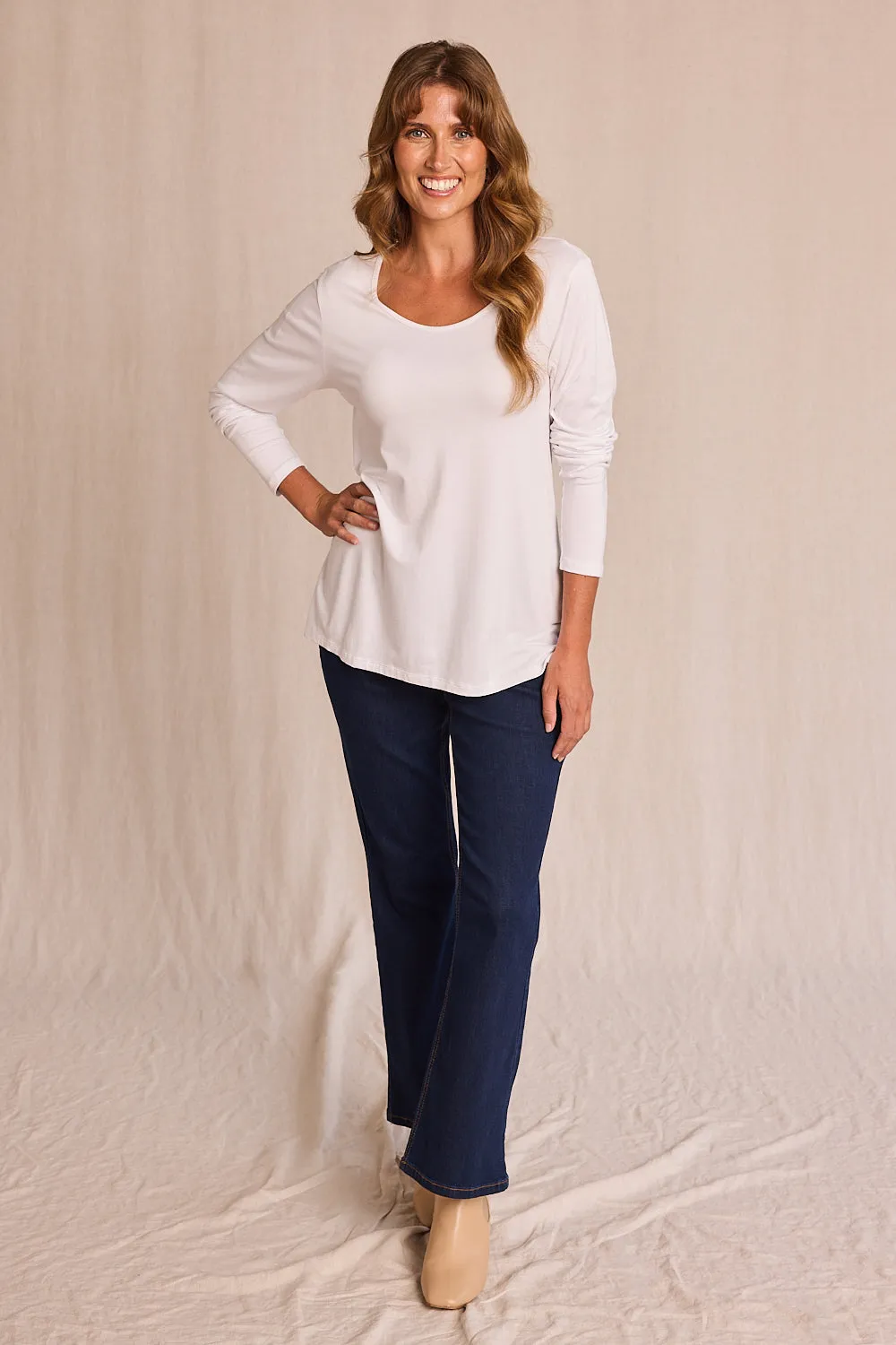 Long Sleeve Swing Tee in White sold by Adrift product image thumbnail 3