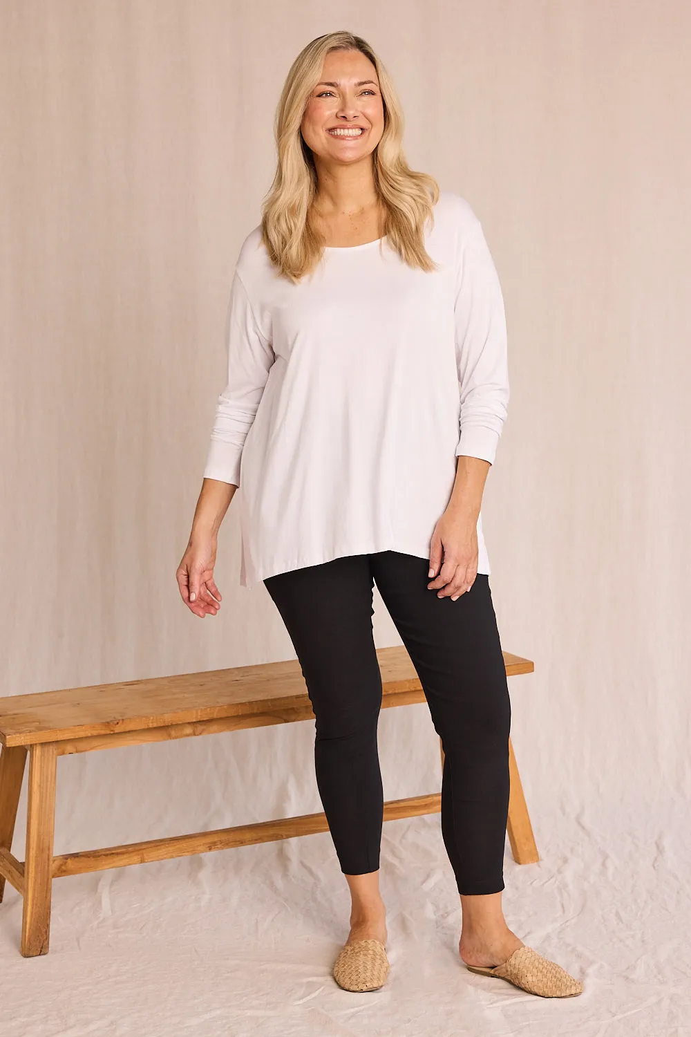 Long Sleeve Swing Tee in White sold by Adrift product image thumbnail 2