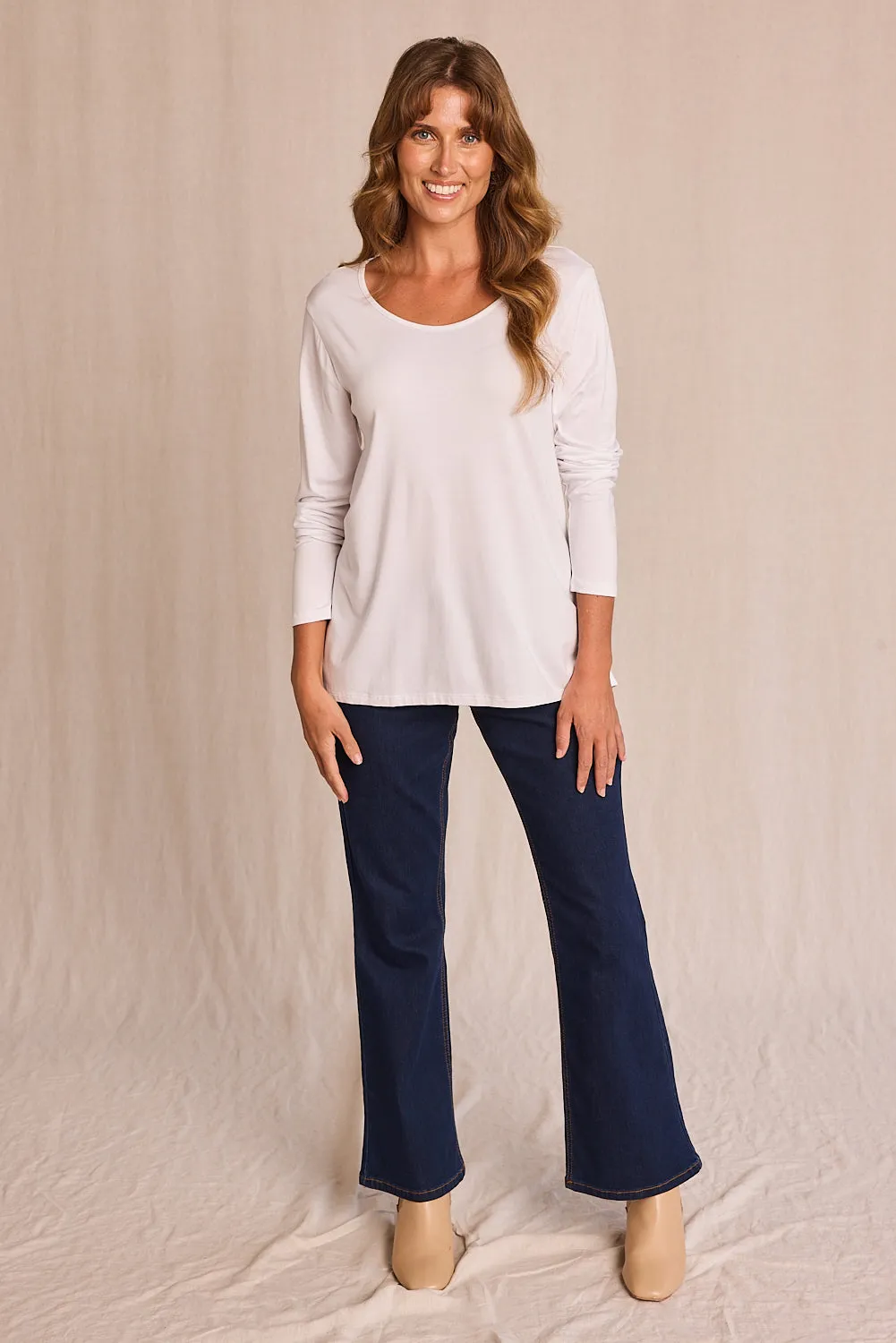 Long Sleeve Swing Tee in White sold by Adrift