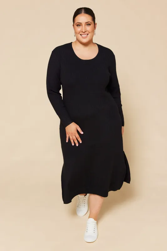 Knitted Straight Dress in Black sold by Adrift