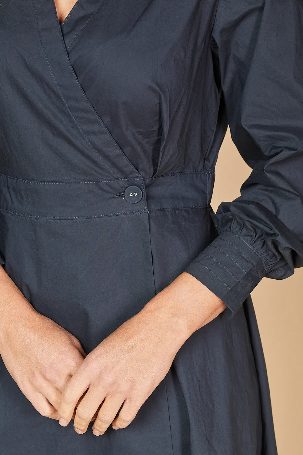 Wendy Poplin Wrap Dress in Navy sold by Adrift product image thumbnail 2