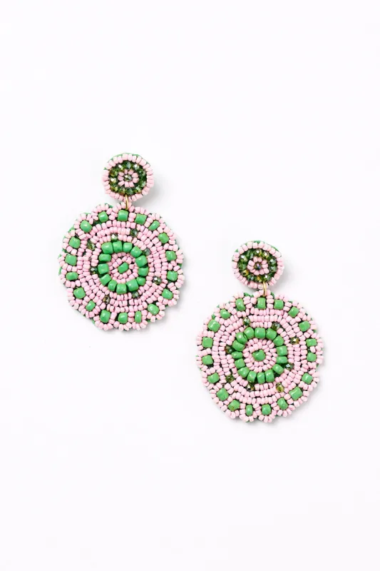 Boho Beaded Earrings in Pink and Green sold by Adrift