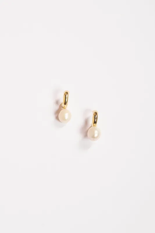 Marina Pearl Drop Chubby Hoops sold by Adrift