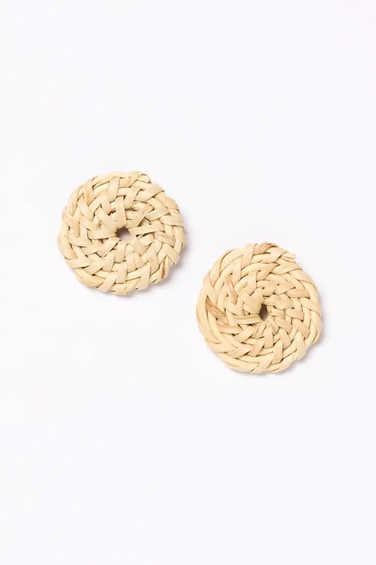Rattan Button Earrings in Natural sold by Adrift