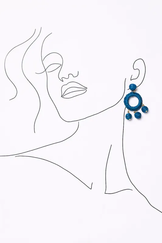 Woven Circle Ball Drop Earrings in Cobalt sold by Adrift