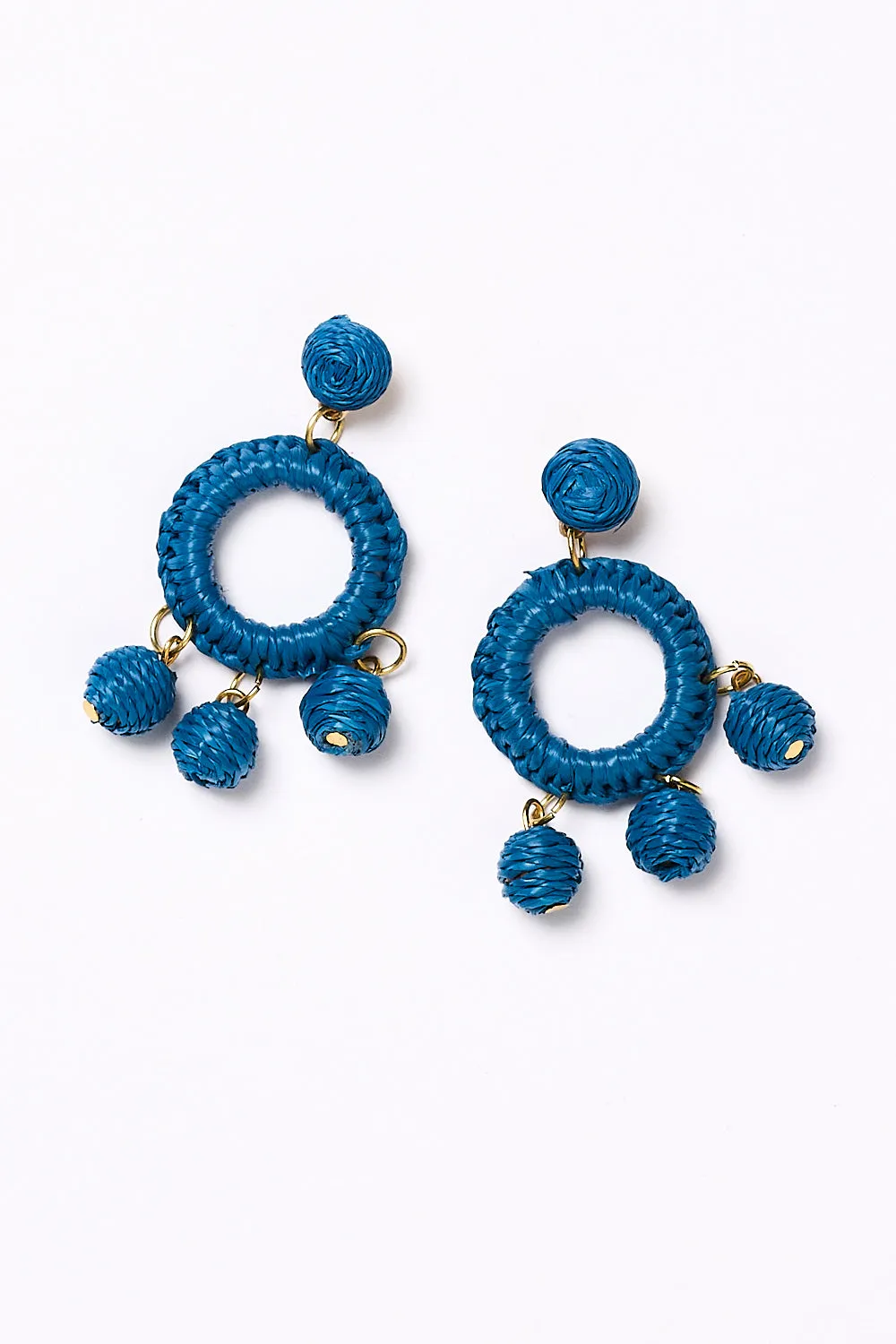 Woven Circle Ball Drop Earrings in Cobalt sold by Adrift product image thumbnail 2