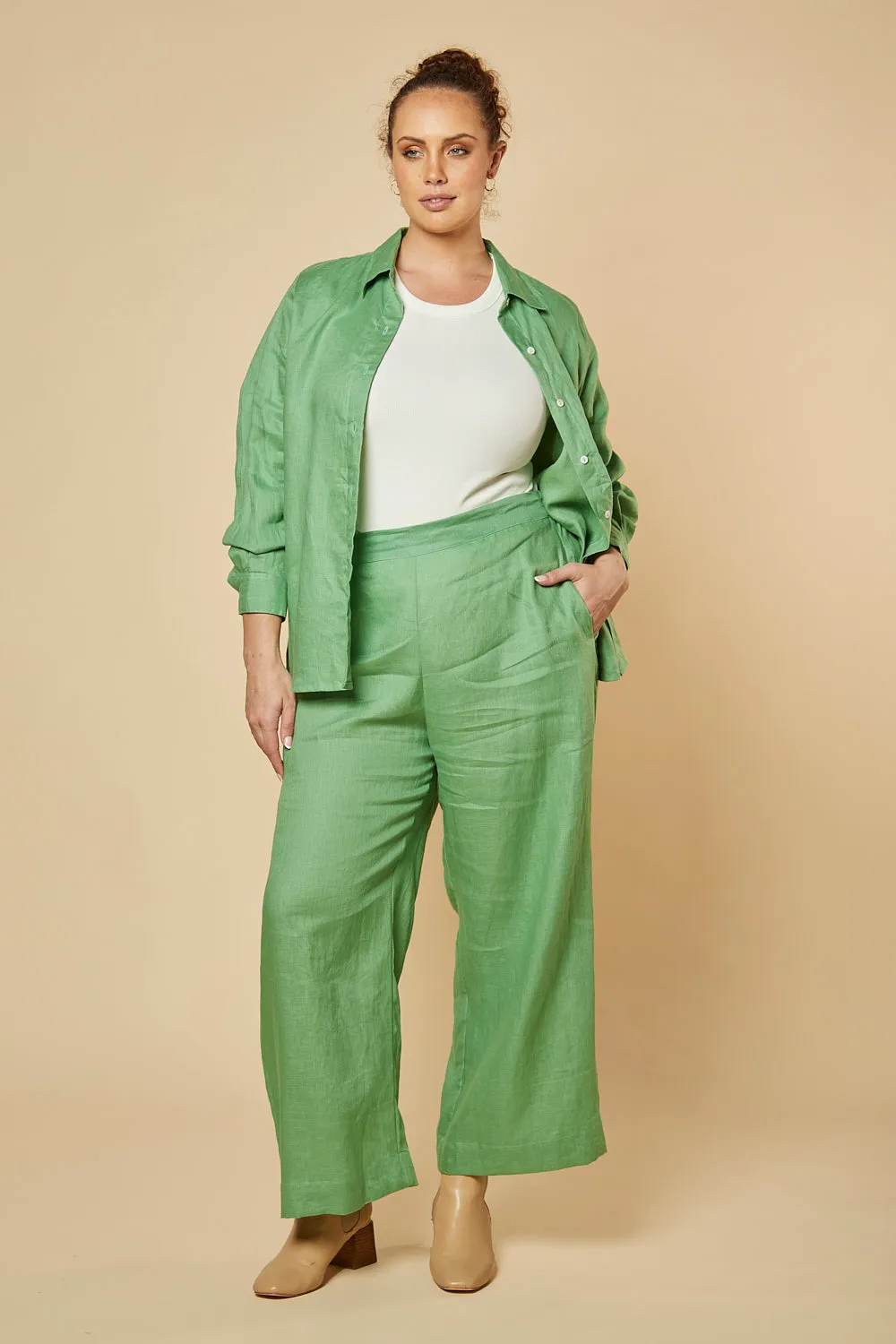 Camille Wide Leg Pant in Jadesheen sold by Adrift product image thumbnail 4
