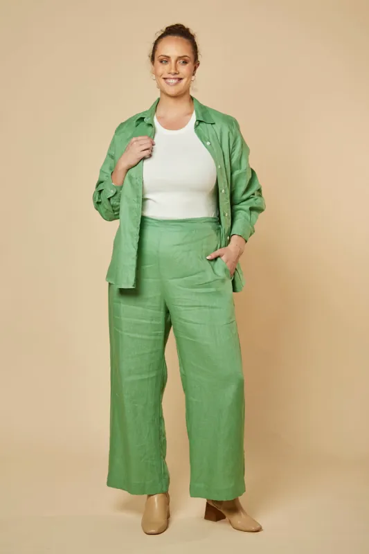 Camille Wide Leg Pant in Jadesheen sold by Adrift