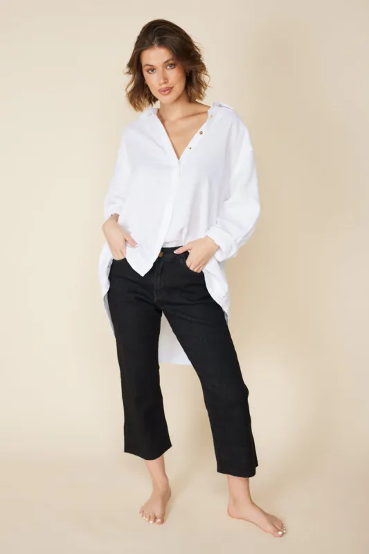 Adrift Denim Cropped Straight Leg Jeans in Black sold by Adrift