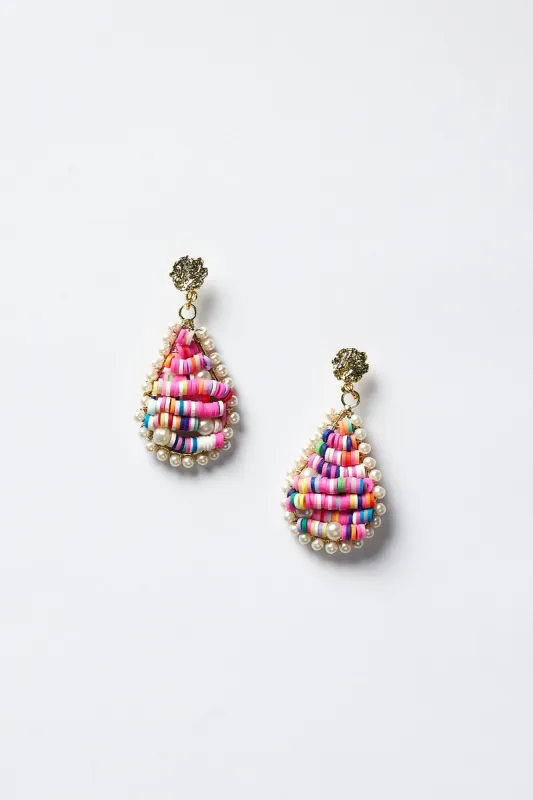 Dorlisa Beaded Teardrop Earring in Rainbow sold by Adrift
