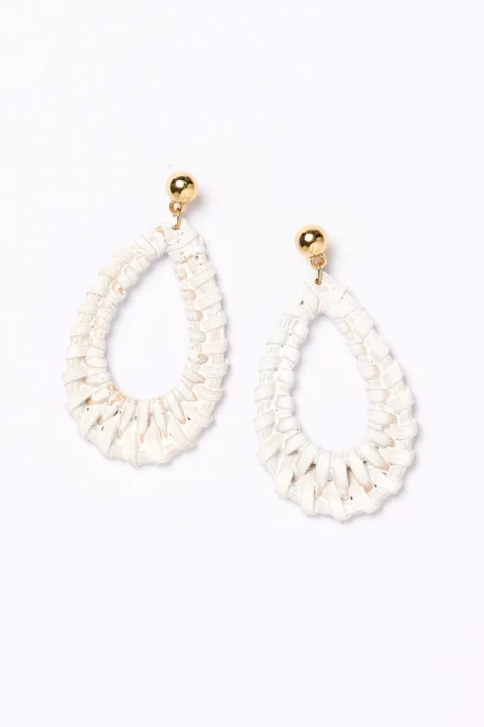 Oval Raffia Earrings in White sold by Adrift