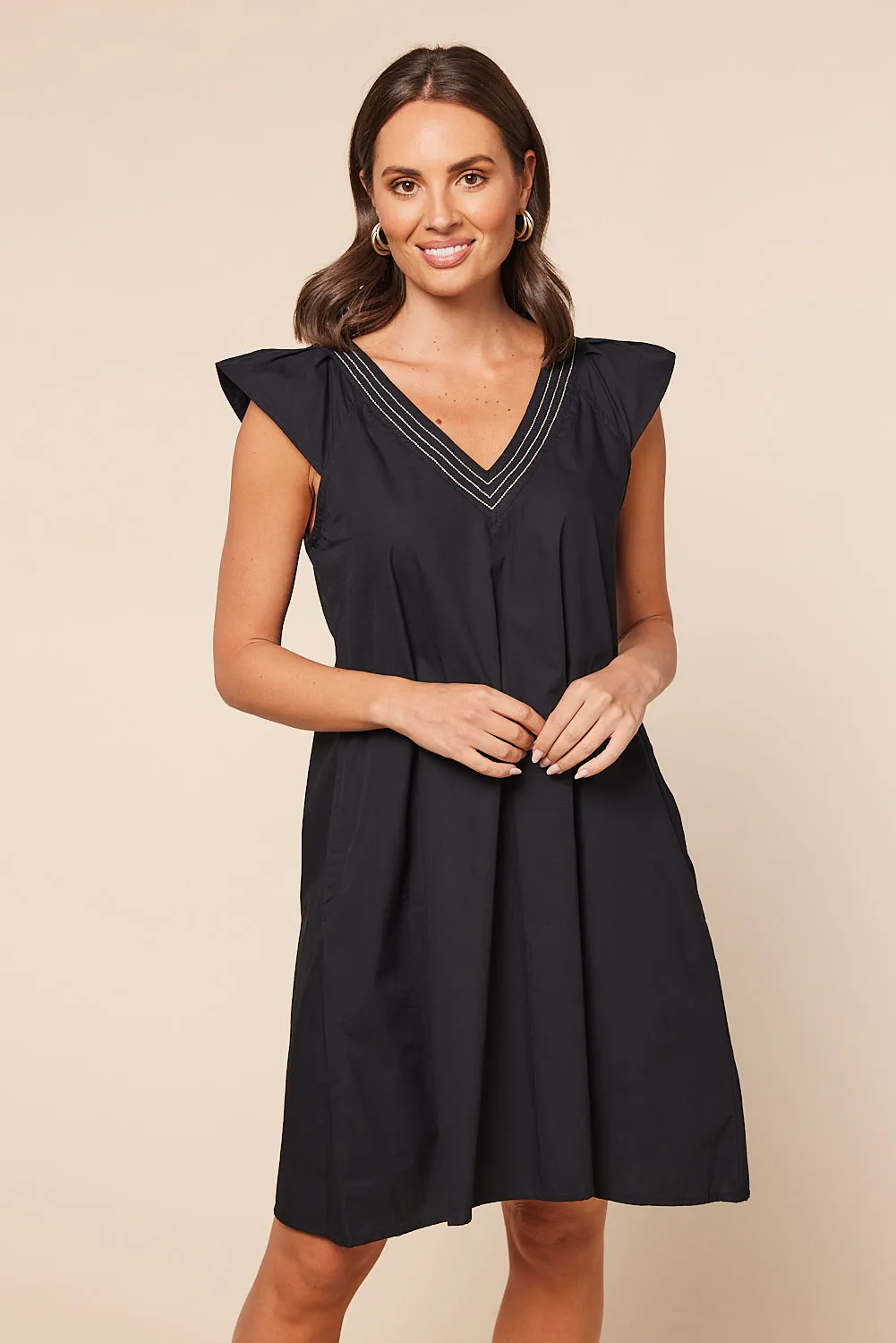 Rivka Frill Sleeve Short Dress in Black sold by Adrift product image thumbnail 5