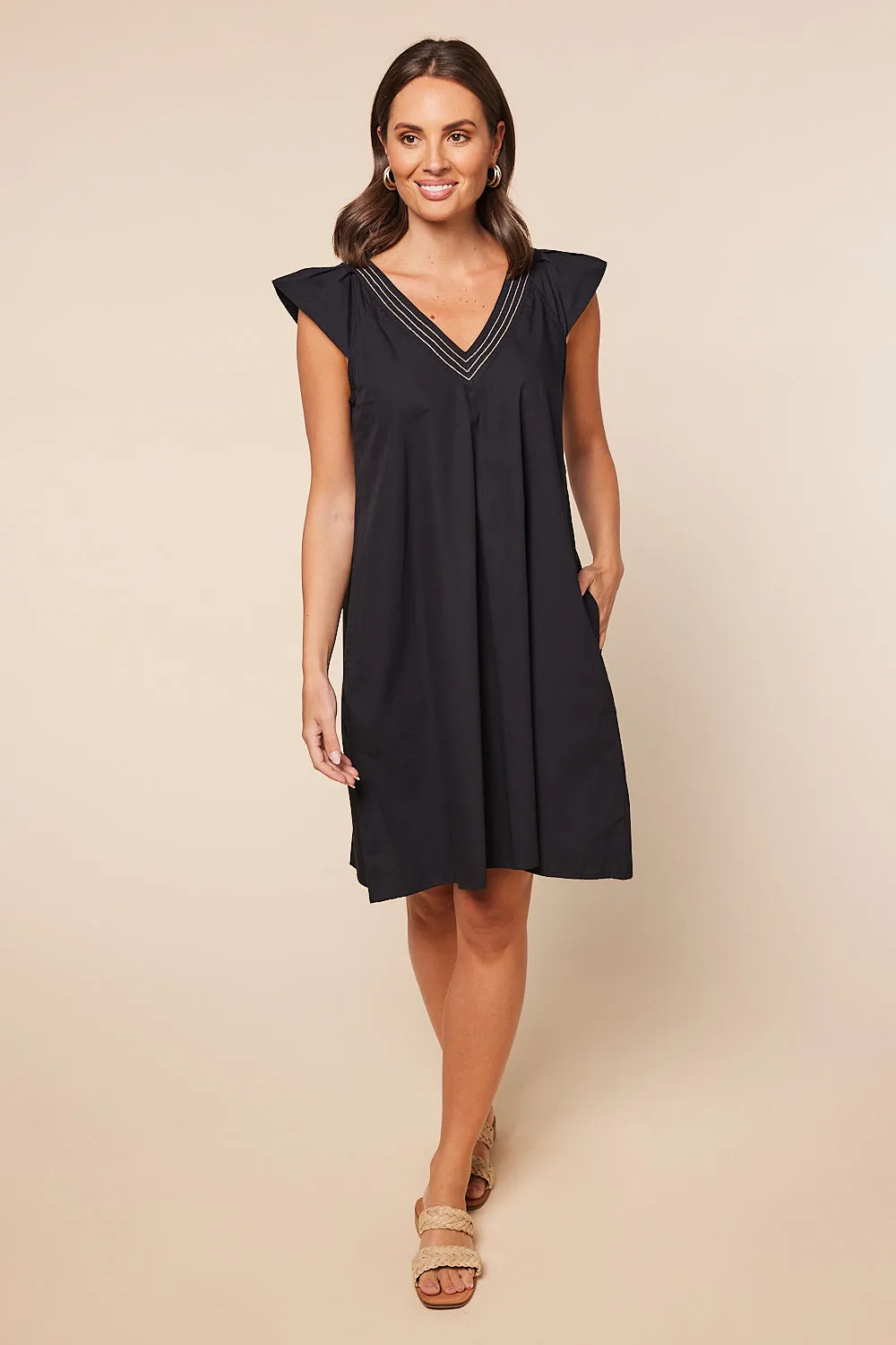 Rivka Frill Sleeve Short Dress in Black sold by Adrift product image thumbnail 2