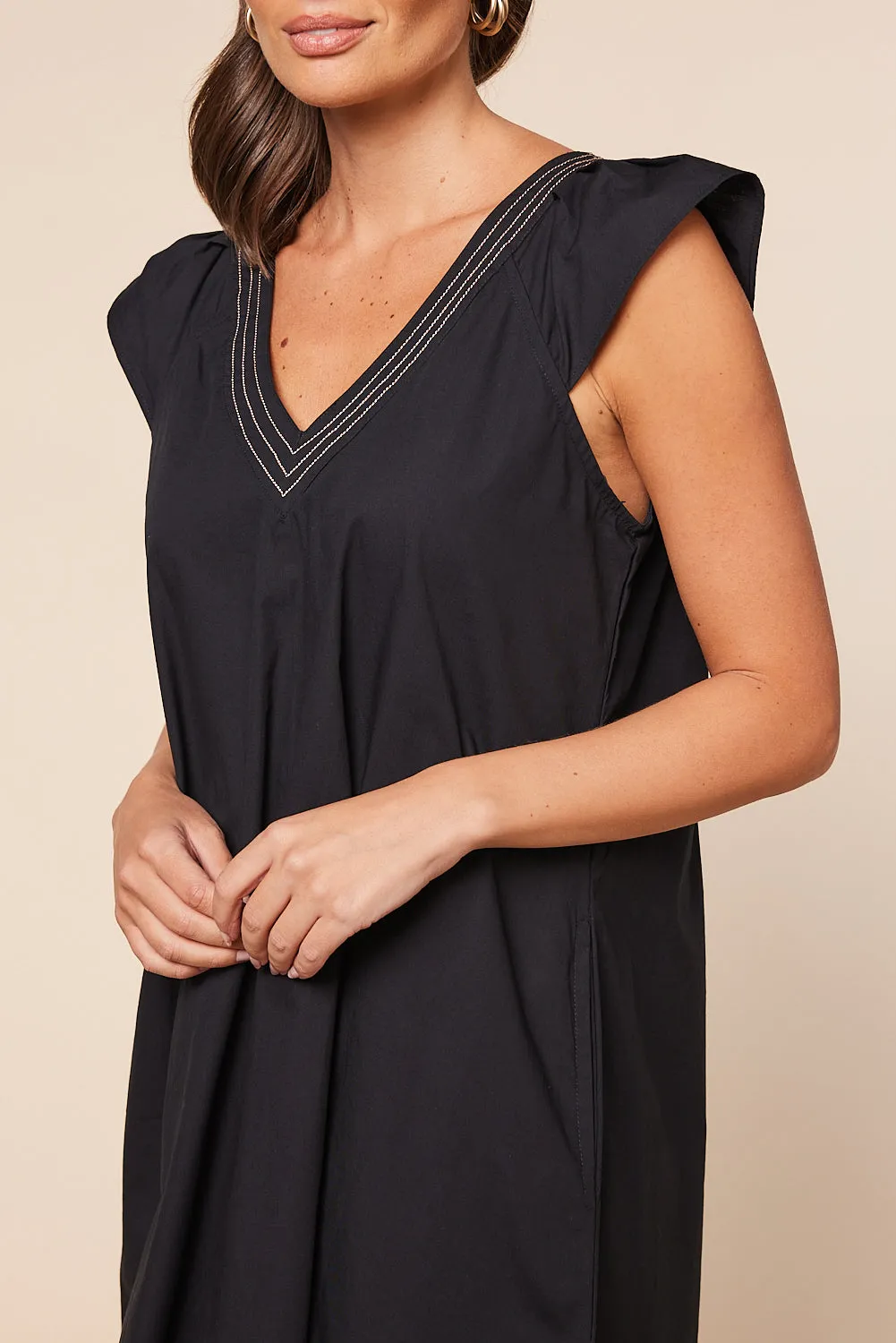 Rivka Frill Sleeve Short Dress in Black sold by Adrift product image thumbnail 3