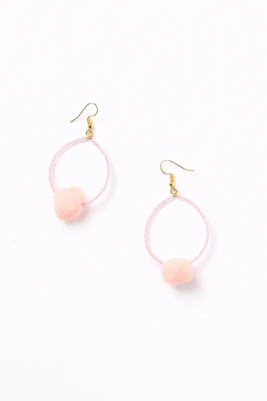 Centrepiece Ball Beaded Hoops in Light Pink sold by Adrift