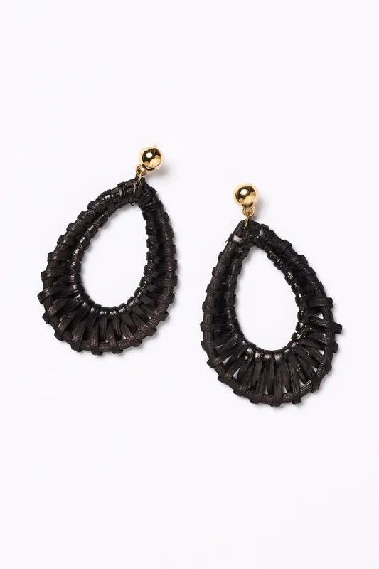 Oval Raffia Earrings in Coal sold by Adrift