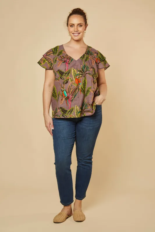 Goldie Flutter Sleeve Blouse in Palmira sold by Adrift