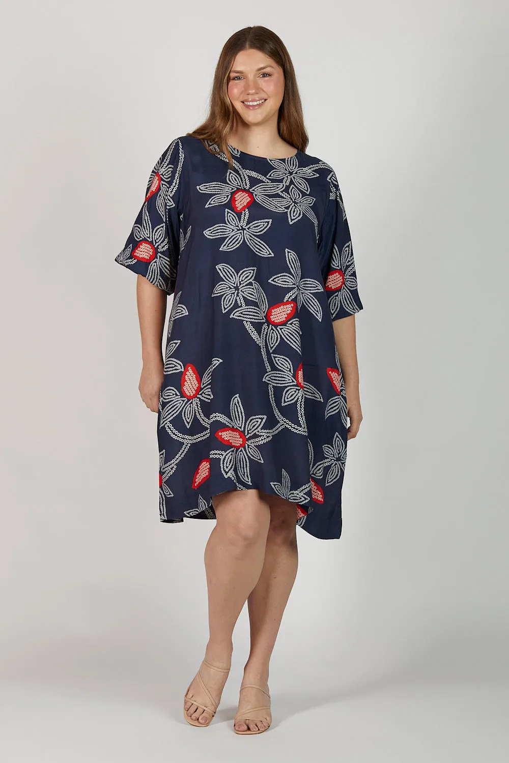 Hazel Short Shift Dress in Ikebana sold by Adrift product image thumbnail 3